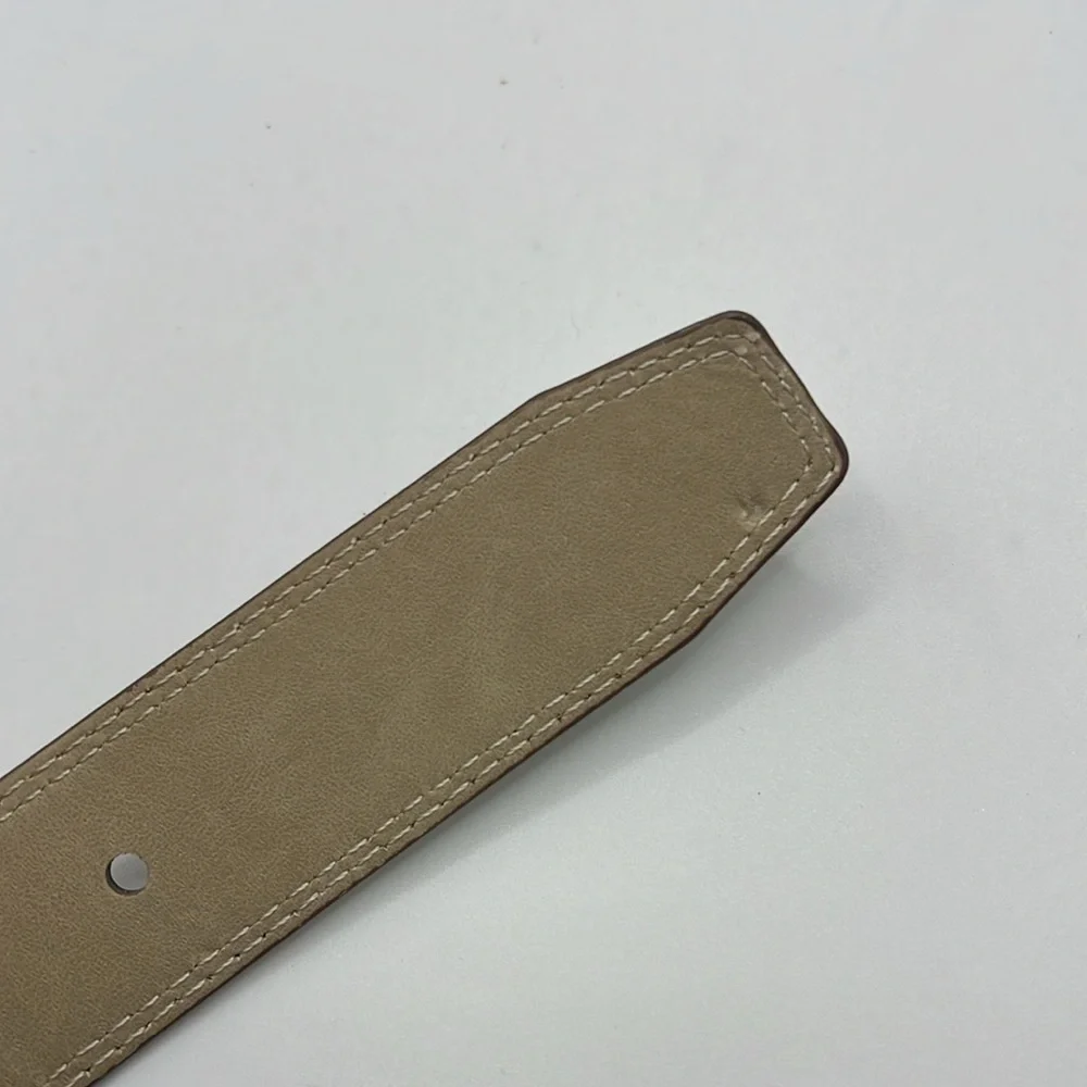 Mens Brown Faux Leather Belt Silver Buckle